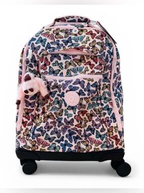 Kipling New Zea 15" Laptop Rolling Backpack Butterflies